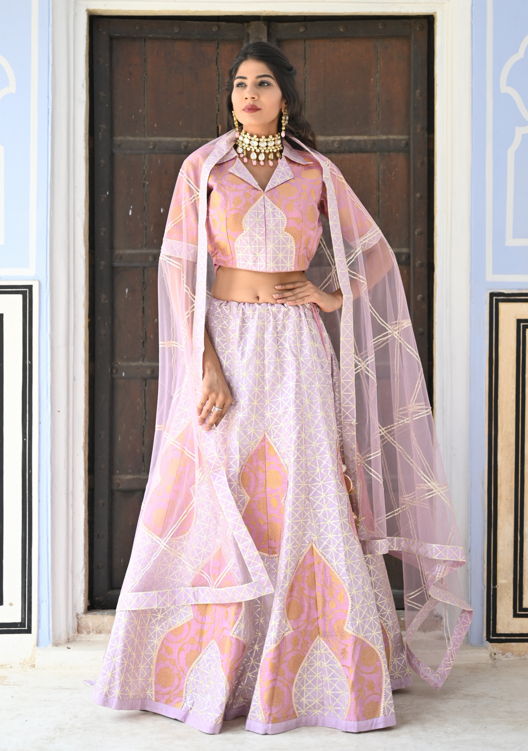 LAVENDER SUGAR BANARSI GOTA LEHENGA SET