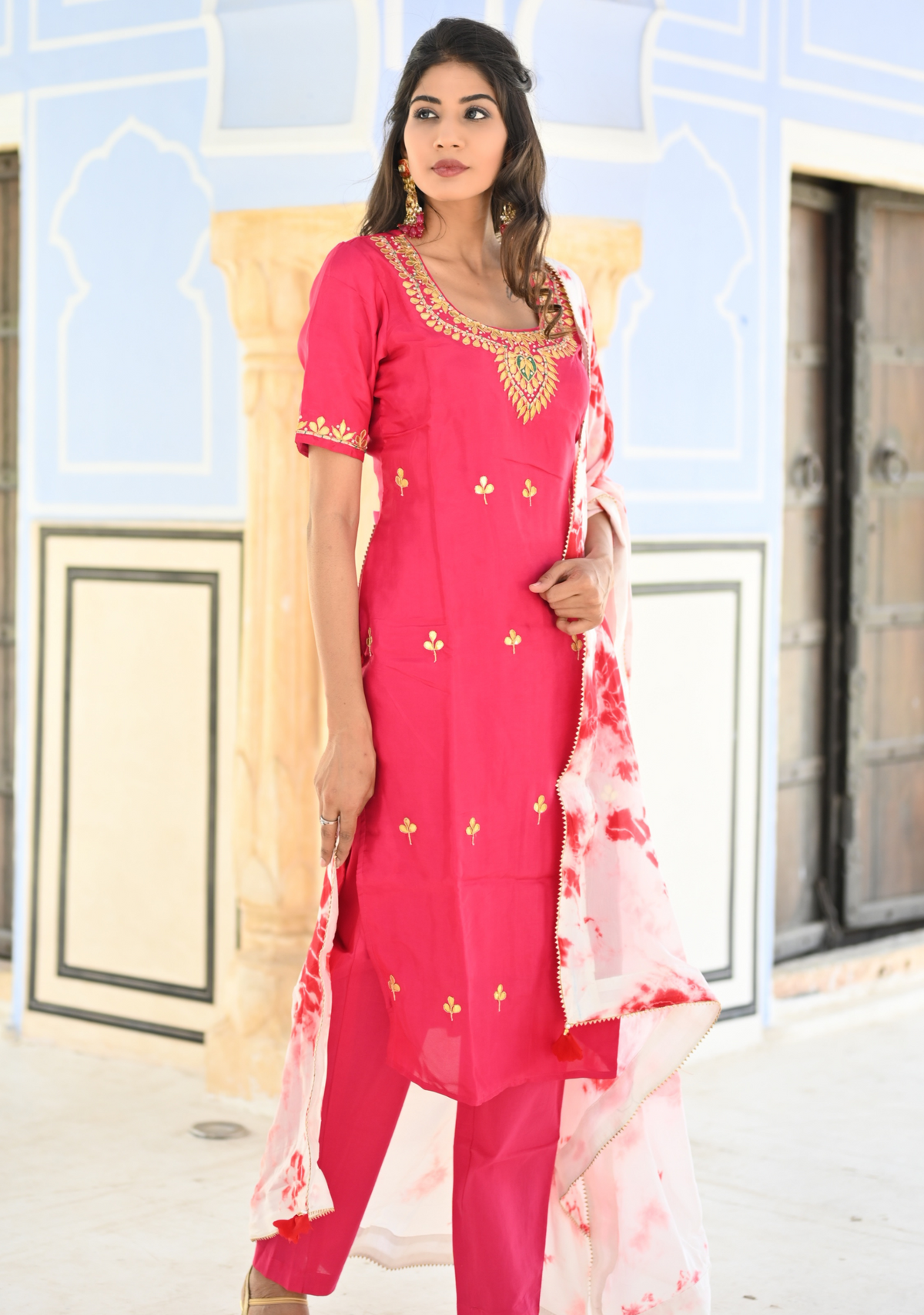 PINK PEARL GOTAPATTI SILK SUIT SET