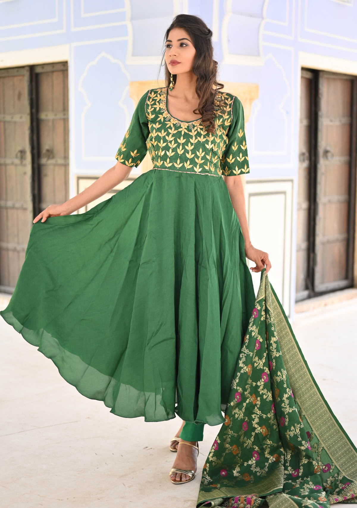 DAISY GREEN GOTAPATTI SILK SUIT SET