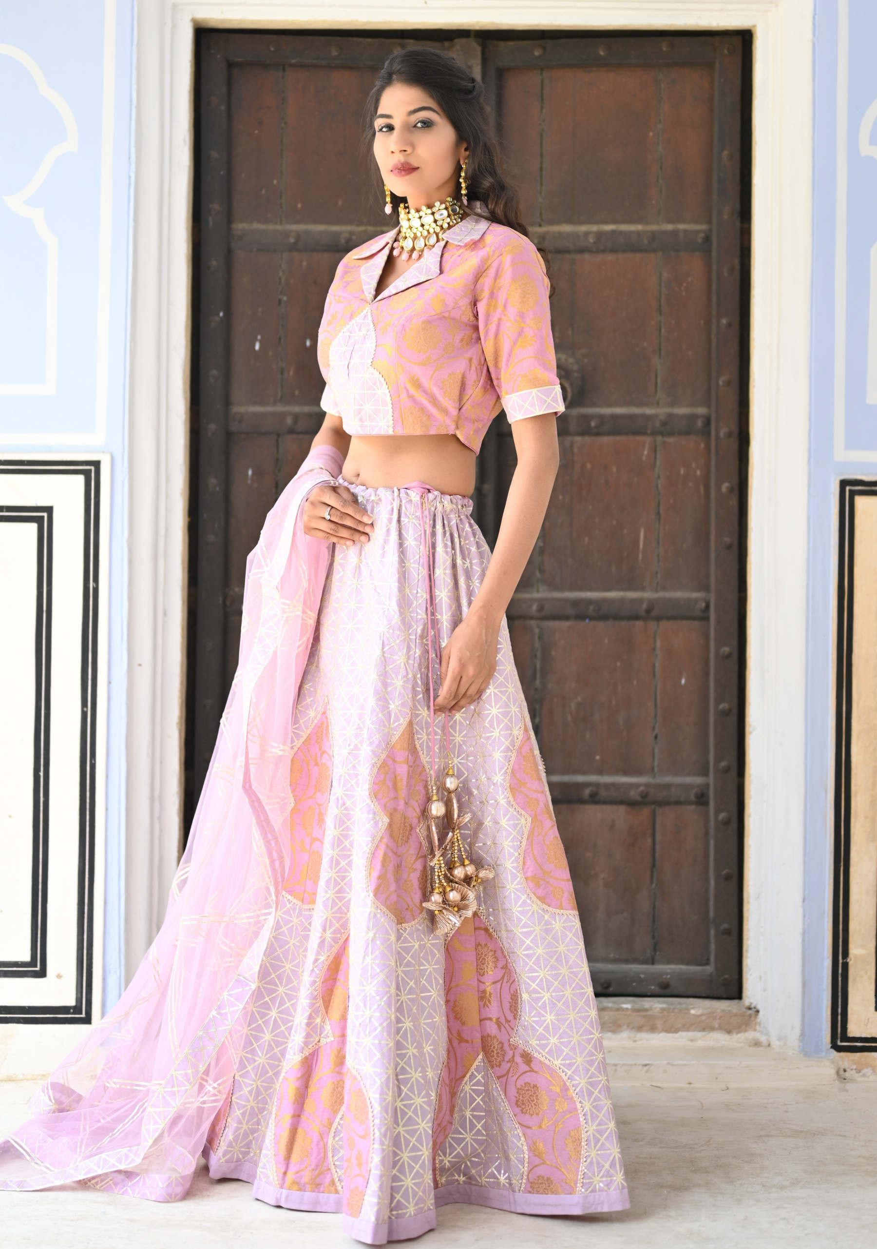 LAVENDER SUGAR BANARSI GOTA LEHENGA SET