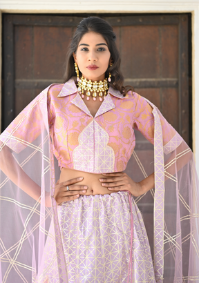 LAVENDER SUGAR BANARSI GOTA LEHENGA SET