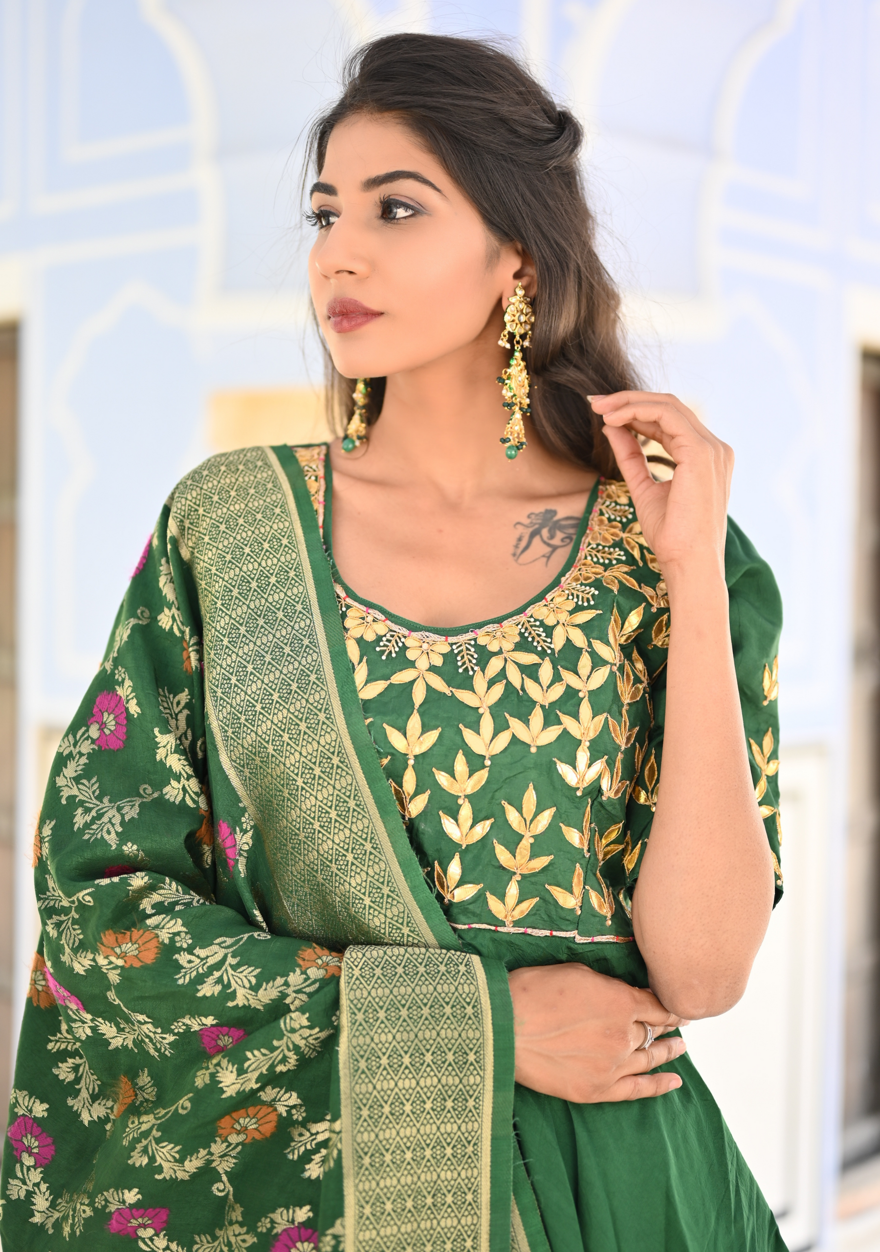 DAISY GREEN GOTAPATTI SILK SUIT SET