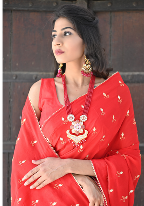 RED CARMINE GOTAPATTI SAREE